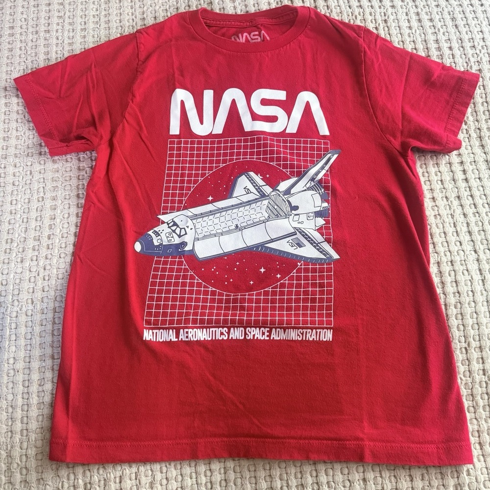 Boys NASA Youth Size MEDIUM Red‎ Shirt Short Sleeve